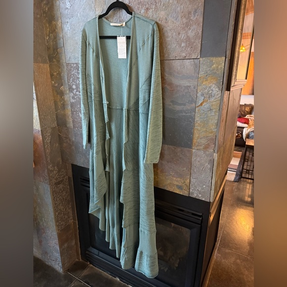 NWOT Soft Surroundings teal topper, M, unique boho, arty piece. Asymmetrical - Picture 12 of 15